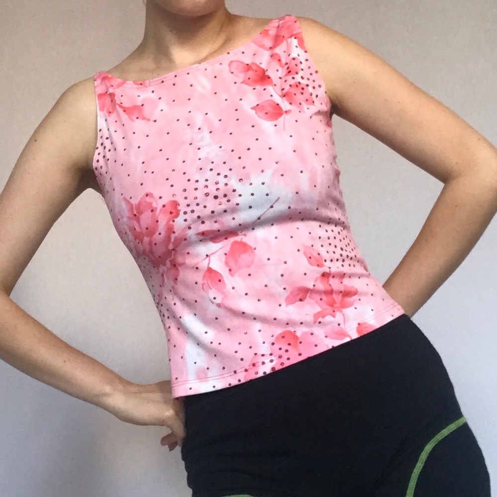 Vintage y2k pink rose floral top💓🌹🦩